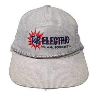Designer Award 5 Panel Gray Hat One Size Snapback Corduroy Rope T&R Electric